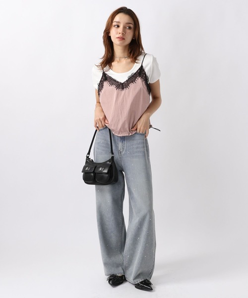 FOREVER 21（フォーエバー トゥエンティーワン）の「【2024SS】レースドッキングナイロンキャミ（キャミソール・レディース・グレー/ピンク・FREE）」の7枚目の写真