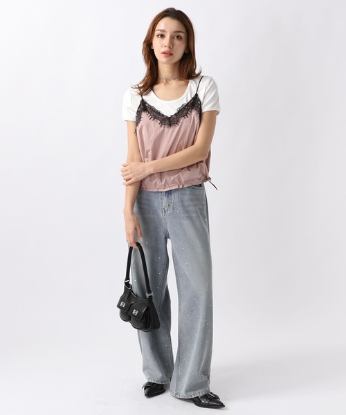 FOREVER 21（フォーエバー トゥエンティーワン）の「【2024SS】レースドッキングナイロンキャミ（キャミソール・レディース・グレー/ピンク・FREE）」の8枚目の写真