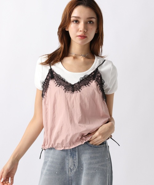 FOREVER 21（フォーエバー トゥエンティーワン）の「【2024SS】レースドッキングナイロンキャミ（キャミソール・レディース・グレー/ピンク・FREE）」の9枚目の写真