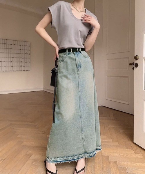 Miniministore(ミニミニストア)の「カットオフデザインデニムスカート 韓国風(デニムスカート・レディース・サックスブルー・S/M/L/XL)」の3枚目の写真