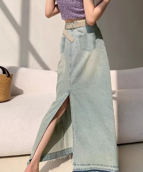 Miniministore(ミニミニストア)の「カットオフデザインデニムスカート 韓国風(デニムスカート・レディース・サックスブルー・S/M/L/XL)」の7枚目の写真