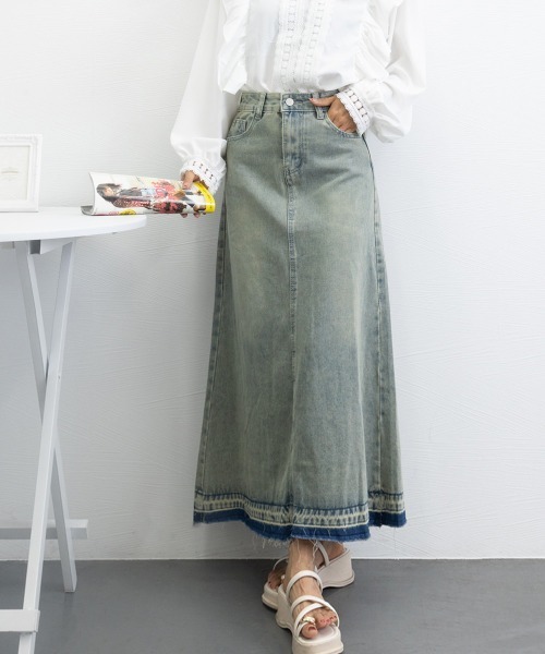 Miniministore(ミニミニストア)の「カットオフデザインデニムスカート 韓国風(デニムスカート・レディース・サックスブルー・S/M/L/XL)」の12枚目の写真