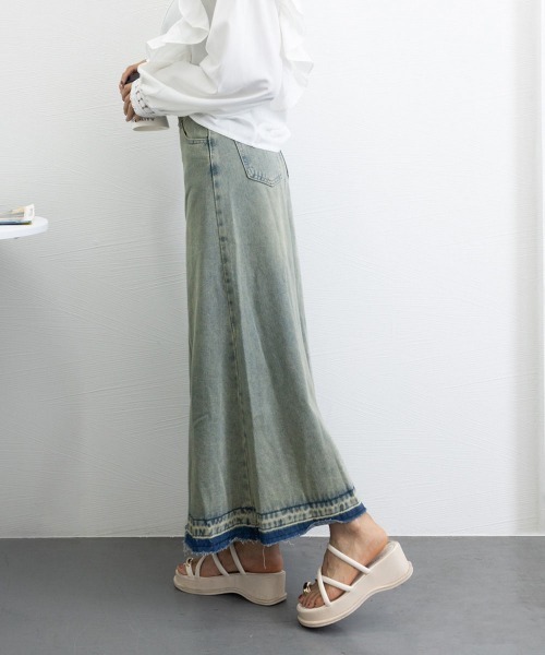 Miniministore(ミニミニストア)の「カットオフデザインデニムスカート 韓国風(デニムスカート・レディース・サックスブルー・S/M/L/XL)」の13枚目の写真