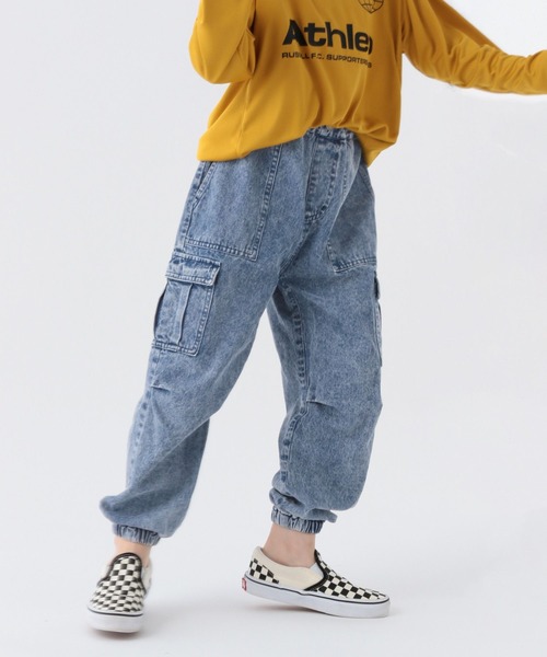 BAYFLOW（ベイフロー）の「[ウエストサイズ調整可] ワイドカーゴパンツ(KIDS）（カーゴパンツ・キッズ・ブルー/カーキ/ブラック/ピンク・130cm/120cm/110cm/150cm/140cm）」の21枚目の写真