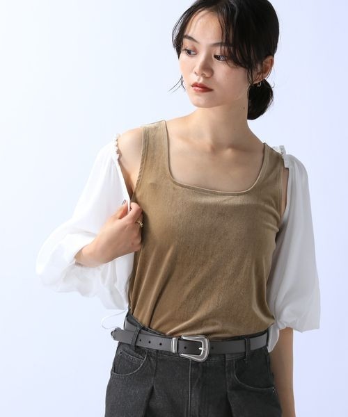 JEANASIS（ジーナシス）の「ショルダースナップベロアタンク/142595（タンクトップ・レディース・ネイビー/ブラウン/ブルー/ブラウン系その他/グレー系その他・FREE）」の3枚目の写真