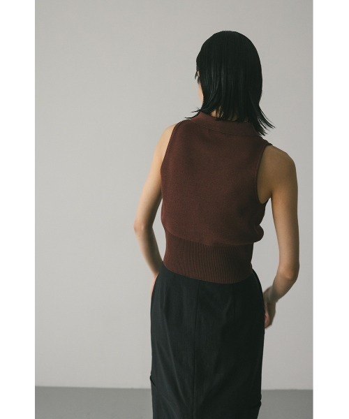 タンクトップ ノースリーブ ジップノースリニットポロ レディース STYLEMIXER タンクトップ ノースリーブ ジップノースリ