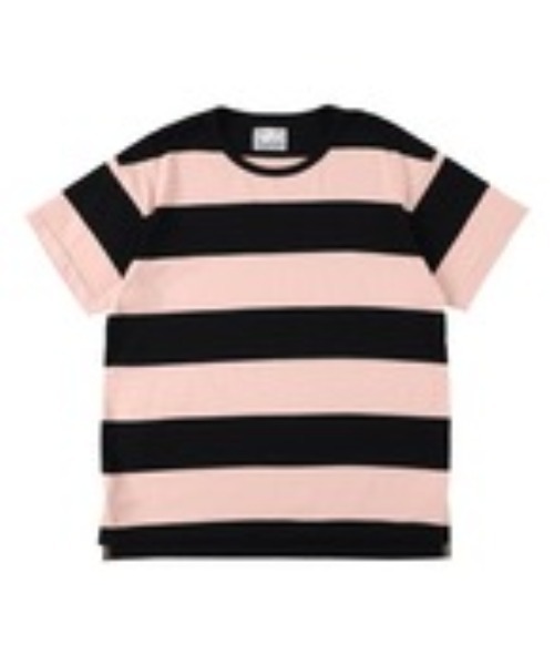 NEXUSVII(ネクサスセブン)の「FAT BORDER TEE(Tシャツ/カットソー・メンズ・ブラック×ピンク/ネイビー系・MEDIUM/LARGE)」の1枚目の写真