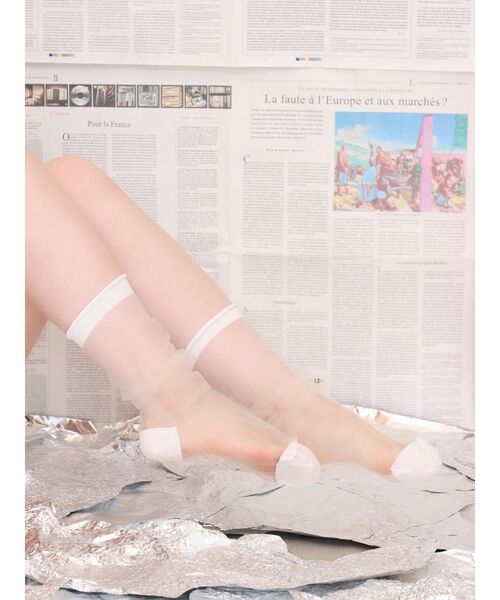 EATME（イートミー）の「シアーソックス（ソックス/靴下・レディース・ブラック/オフホワイト・FREE）」の6枚目の写真