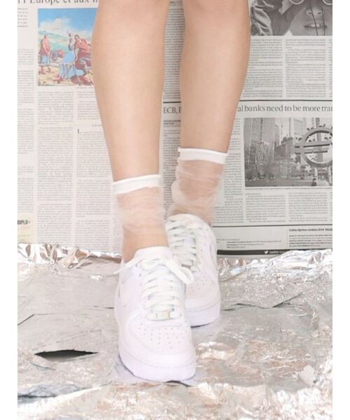 EATME（イートミー）の「シアーソックス（ソックス/靴下・レディース・ブラック/オフホワイト・FREE）」の7枚目の写真