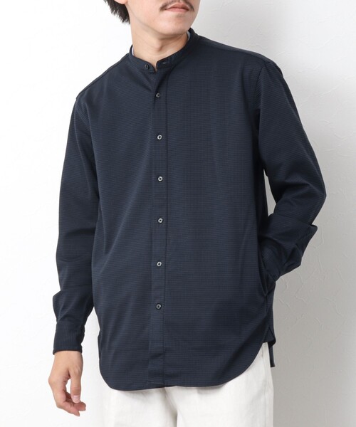 NOLLEY’S（ノーリーズ）の「ハイゲージ イージーバンドカラーシャツ（シャツ/ブラウス・メンズ・ネイビー/ホワイト系その他/グレー・XL/L/M/S）」の3枚目の写真