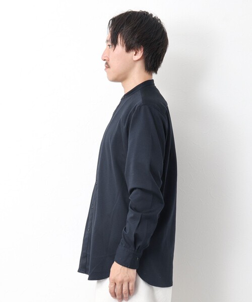 NOLLEY’S（ノーリーズ）の「ハイゲージ イージーバンドカラーシャツ（シャツ/ブラウス・メンズ・ネイビー/ホワイト系その他/グレー・XL/L/M/S）」の6枚目の写真