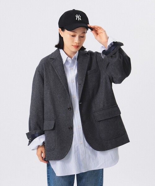 BEAMS BOY（ビームスボーイ）の「ヘリンボーン ツイル ビッグジャケット（テーラードジャケット・レディース・チャコールグレー/ブラウン・1/0）」の20枚目の写真