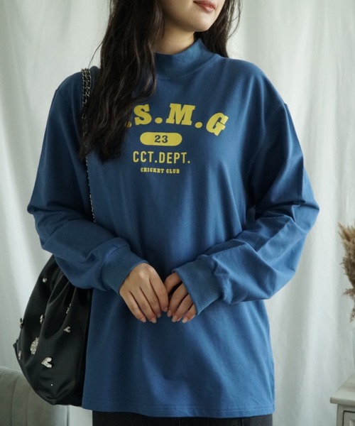 aimoha（アイモハ）の「セミハイネックプリントロンT（Tシャツ/カットソー・レディース・ホワイト/ライトグレー/グリーン/ダークグレー/ベージュ/ネイビー/グレー・SMALL/MEDIUM/LARGE/X-LARGE）」の7枚目の写真