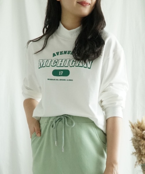 aimoha（アイモハ）の「セミハイネックプリントロンT（Tシャツ/カットソー・レディース・ホワイト/ライトグレー/グリーン/ダークグレー/ベージュ/ネイビー/グレー・SMALL/MEDIUM/LARGE/X-LARGE）」の22枚目の写真