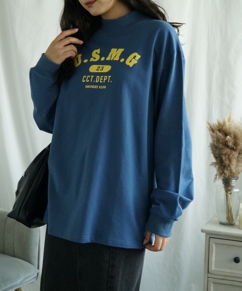aimoha（アイモハ）の「セミハイネックプリントロンT（Tシャツ/カットソー・レディース・ホワイト/ライトグレー/グリーン/ダークグレー/ベージュ/ネイビー/グレー・SMALL/MEDIUM/LARGE/X-LARGE）」の12枚目の写真