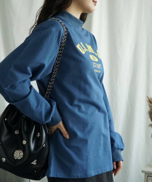aimoha（アイモハ）の「セミハイネックプリントロンT（Tシャツ/カットソー・レディース・ホワイト/ライトグレー/グリーン/ダークグレー/ベージュ/ネイビー/グレー・SMALL/MEDIUM/LARGE/X-LARGE）」の10枚目の写真