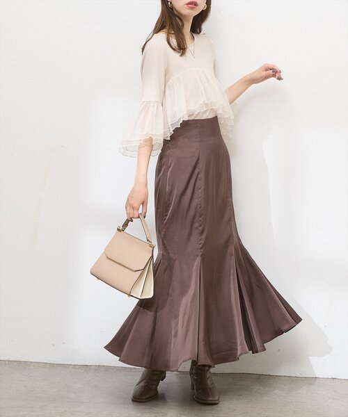 natural couture(ナチュラルクチュール)の「osonoアシメチュール切替カットソートップス(Tシャツ/カットソー・レディース・オフホワイト/グレー/モカ・FREE)」の7枚目の写真