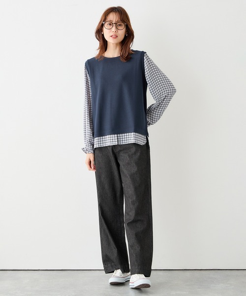 Petit Honfleur（プチオンフルール）の「切替プルオーバー（Tシャツ/カットソー・レディース・ネイビー/ブラウン/ブラック・M/L）」の18枚目の写真