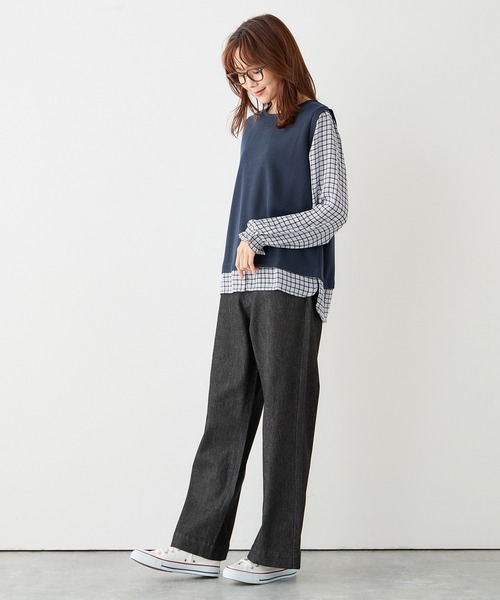 Petit Honfleur（プチオンフルール）の「切替プルオーバー（Tシャツ/カットソー・レディース・ネイビー/ブラウン/ブラック・M/L）」の19枚目の写真