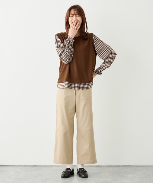 Petit Honfleur（プチオンフルール）の「切替プルオーバー（Tシャツ/カットソー・レディース・ネイビー/ブラウン/ブラック・M/L）」の8枚目の写真