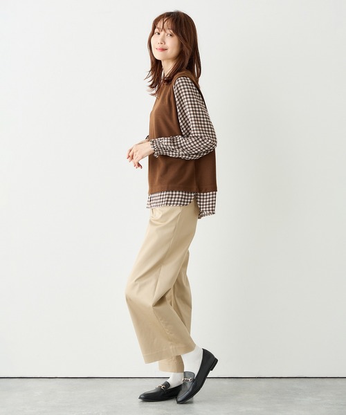 Petit Honfleur（プチオンフルール）の「切替プルオーバー（Tシャツ/カットソー・レディース・ネイビー/ブラウン/ブラック・M/L）」の9枚目の写真