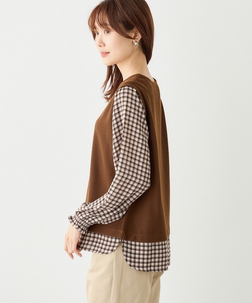 Petit Honfleur（プチオンフルール）の「切替プルオーバー（Tシャツ/カットソー・レディース・ネイビー/ブラウン/ブラック・M/L）」の11枚目の写真