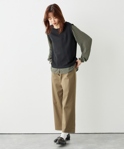 Petit Honfleur（プチオンフルール）の「切替プルオーバー（Tシャツ/カットソー・レディース・ネイビー/ブラウン/ブラック・M/L）」の5枚目の写真
