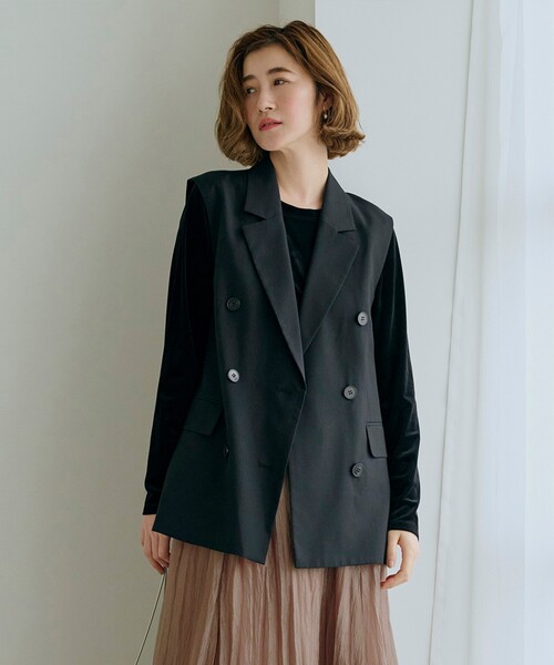 grove（グローブ）の「◆ダブルテーラードジレ（ベスト・レディース・チャコールグレー/ブラック・02/01/03）」の2枚目の写真