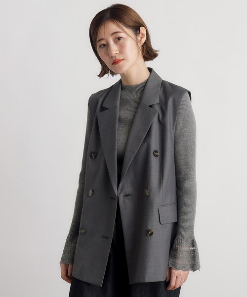 grove（グローブ）の「◆ダブルテーラードジレ（ベスト・レディース・チャコールグレー/ブラック・02/01/03）」の3枚目の写真