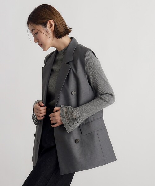 grove（グローブ）の「◆ダブルテーラードジレ（ベスト・レディース・チャコールグレー/ブラック・02/01/03）」の4枚目の写真