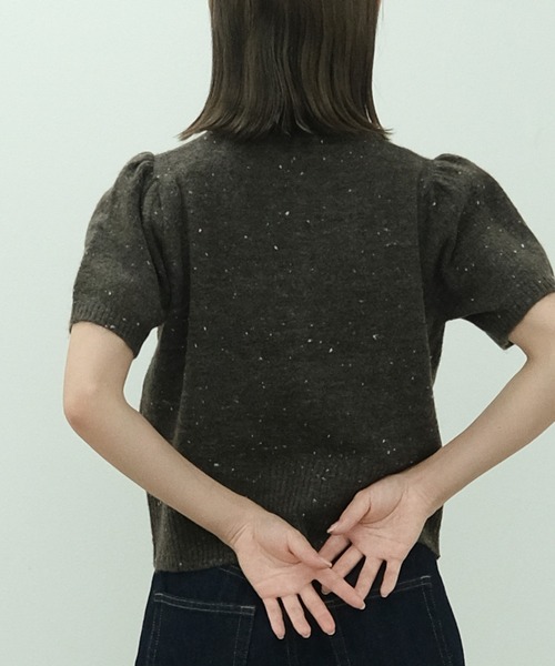 HEILIS（ヘイリス）の「パフスリーブ半袖ネップカーディガン