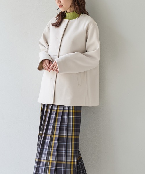 Honeys（ハニーズ）の「【抗菌防臭・静電気軽減】ノーカラーコート（ノーカラーコート・レディース・アイボリー/ブラック/ネイビー/モカ/ベージュ・S/M/L/LL/3L）」の6枚目の写真