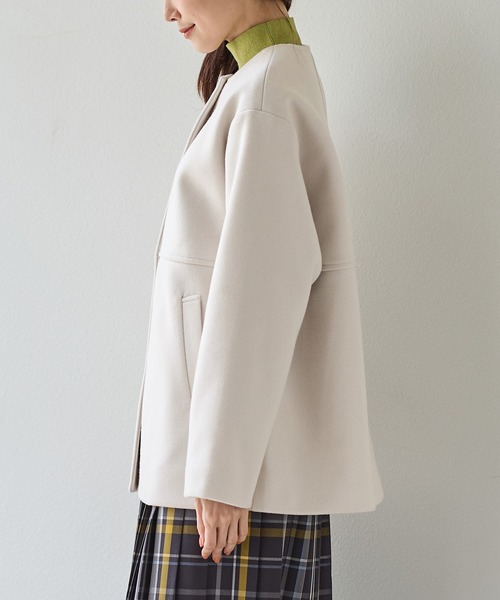 Honeys（ハニーズ）の「【抗菌防臭・静電気軽減】ノーカラーコート（ノーカラーコート・レディース・アイボリー/ブラック/ネイビー/モカ/ベージュ・S/M/L/LL/3L）」の18枚目の写真