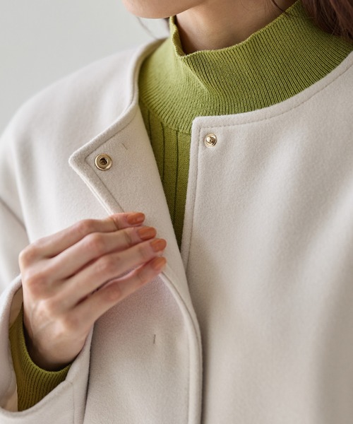 Honeys（ハニーズ）の「【抗菌防臭・静電気軽減】ノーカラーコート（ノーカラーコート・レディース・アイボリー/ブラック/ネイビー/モカ/ベージュ・S/M/L/LL/3L）」の21枚目の写真