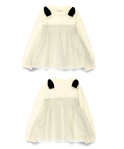 BRANSHES（ブランシェス）の「チュールドッキング長袖Ｔシャツ（Tシャツ/カットソー・キッズ・ピンク/アイボリー/ブラック・150/140/100/80/120/90/130/110）」の9枚目の写真