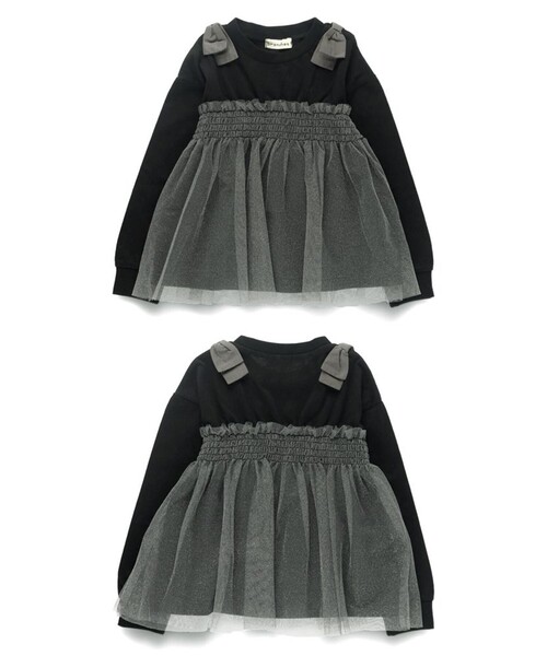 BRANSHES（ブランシェス）の「チュールドッキング長袖Ｔシャツ（Tシャツ/カットソー・キッズ・ピンク/アイボリー/ブラック・150/140/100/80/120/90/130/110）」の13枚目の写真