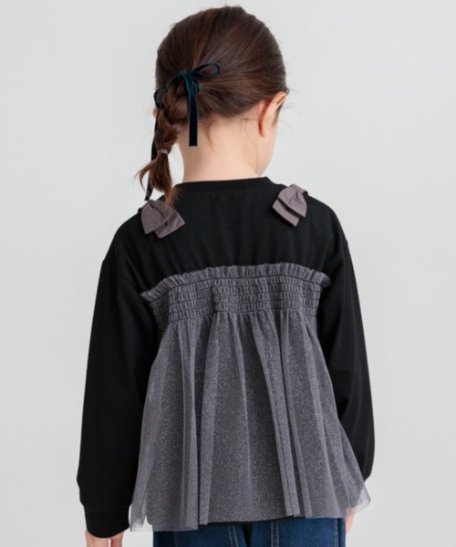 BRANSHES（ブランシェス）の「チュールドッキング長袖Ｔシャツ（Tシャツ/カットソー・キッズ・ピンク/アイボリー/ブラック・150/140/100/80/120/90/130/110）」の18枚目の写真