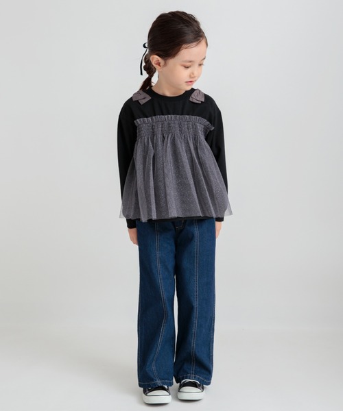 BRANSHES（ブランシェス）の「チュールドッキング長袖Ｔシャツ（Tシャツ/カットソー・キッズ・ピンク/アイボリー/ブラック・150/140/100/80/120/90/130/110）」の17枚目の写真