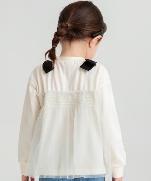 BRANSHES（ブランシェス）の「チュールドッキング長袖Ｔシャツ（Tシャツ/カットソー・キッズ・ピンク/アイボリー/ブラック・150/140/100/80/120/90/130/110）」の19枚目の写真