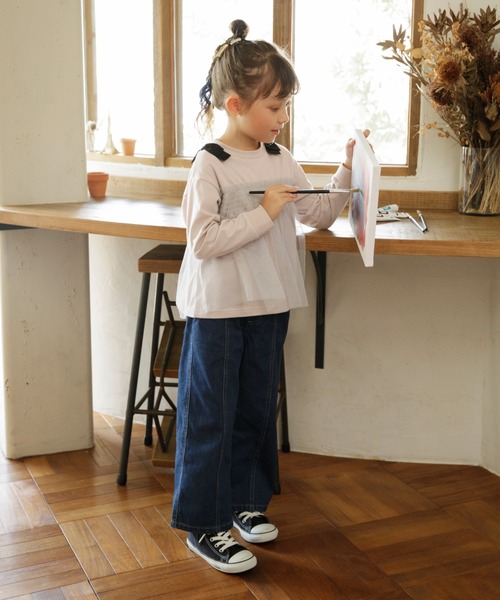 BRANSHES（ブランシェス）の「チュールドッキング長袖Ｔシャツ（Tシャツ/カットソー・キッズ・ピンク/アイボリー/ブラック・150/140/100/80/120/90/130/110）」の15枚目の写真