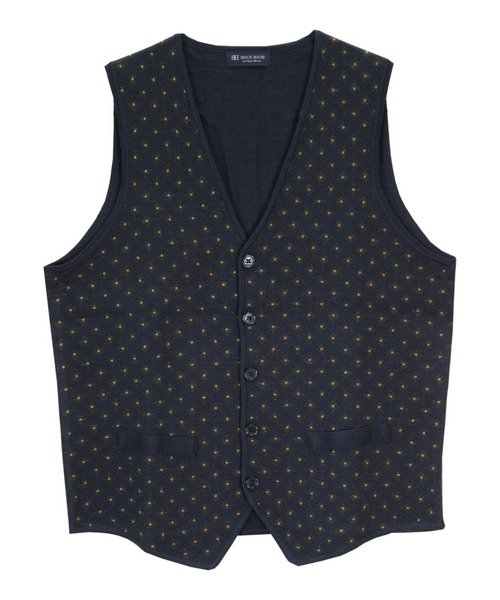 BRICK HOUSE by TOKYO SHIRT(ブリックハウス)の「小紋メンズニットジレ(ベスト・メンズ・ネイビー/ネイビー系2・M/L/LL)」の1枚目の写真