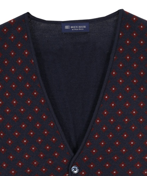 BRICK HOUSE by TOKYO SHIRT(ブリックハウス)の「小紋メンズニットジレ(ベスト・メンズ・ネイビー/ネイビー系2・M/L/LL)」の3枚目の写真