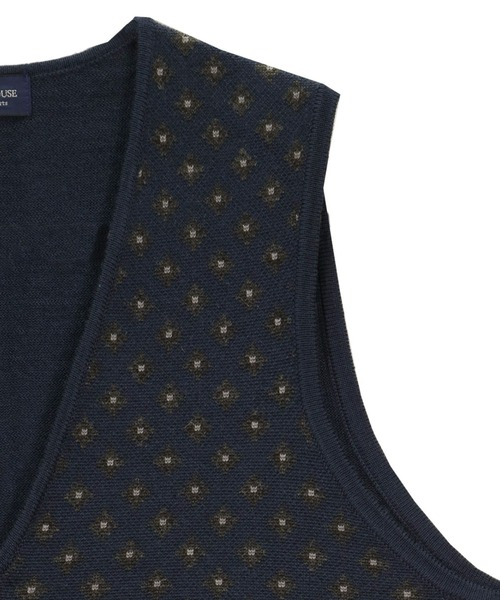BRICK HOUSE by TOKYO SHIRT(ブリックハウス)の「小紋メンズニットジレ(ベスト・メンズ・ネイビー/ネイビー系2・M/L/LL)」の8枚目の写真