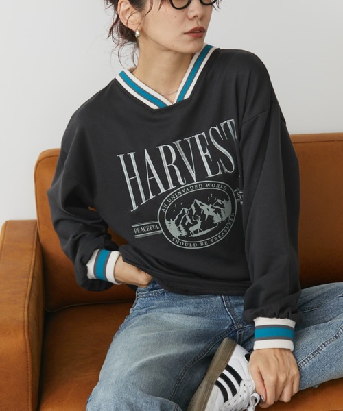 Auntie Rosa Holiday(アンティローザホリデー)の「リブラインVネックスウェットプルオーバー(スウェット・レディース・グレー/チャコールグレー/ボルドー・FREE)」の1枚目の写真