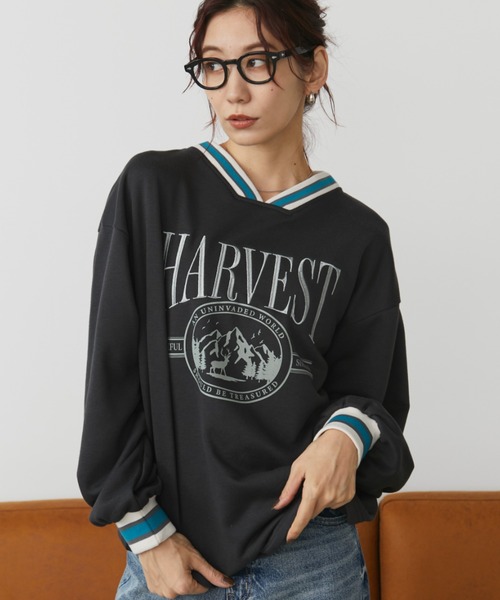 Auntie Rosa Holiday(アンティローザホリデー)の「リブラインVネックスウェットプルオーバー(スウェット・レディース・グレー/チャコールグレー/ボルドー・FREE)」の20枚目の写真
