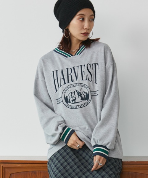 Auntie Rosa Holiday(アンティローザホリデー)の「リブラインVネックスウェットプルオーバー(スウェット・レディース・グレー/チャコールグレー/ボルドー・FREE)」の5枚目の写真