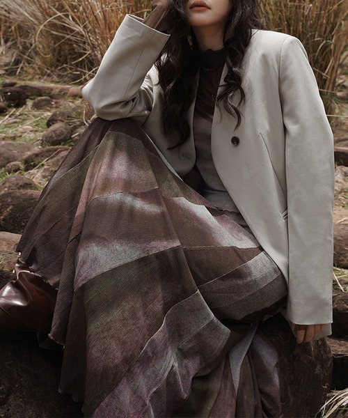 aimoha（アイモハ）の「【moyo】ヴィンテージ風汚し加工ロングフレアスカート（スカート・レディース・チョコ・MEDIUM/SMALL）」の5枚目の写真