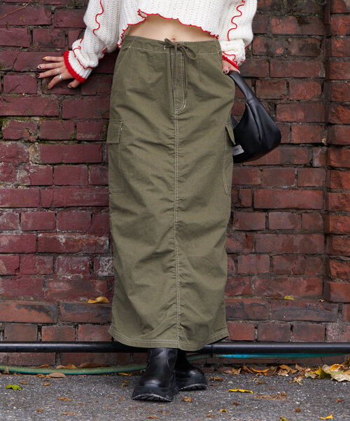 CIAOPANIC(チャオパニック)の「【UNESS/ユーネス】ギャザーカーゴスカート(スカート・レディース・カーキ・MEDIUM/SMALL)」の6枚目の写真