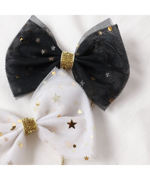 apres les cours（アプレレクール）の「チュールリボンヘアゴム（ヘアゴム・キッズ・ブラック/オフホワイト・FREE）」の4枚目の写真