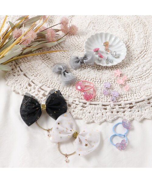 apres les cours（アプレレクール）の「チュールリボンヘアゴム（ヘアゴム・キッズ・ブラック/オフホワイト・FREE）」の7枚目の写真